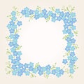 Floral vintage frame with forget-me-not flowers. Royalty Free Stock Photo