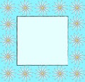 Floral vintage frame pattern vector aqua blue background retro design art with hand drawn sketch looking daisy flowers Royalty Free Stock Photo