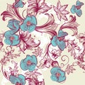 Floral vintage pattern with flowers Royalty Free Stock Photo