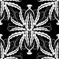 Floral vintage seamless pattern. Vector monochrome black and white baroque background. Damask ornaments. Hand drawn design. Royalty Free Stock Photo