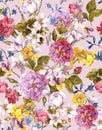 Floral Vintage Seamless Watercolor Background