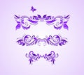 Floral violet heading set for wedding design, invitations, greeting card, cosmetician, spa salon, boutique logo