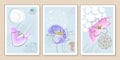 Floral wall art vector in lilac, purple and pink color