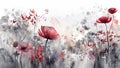 Floral Watercolor Background. Springtime Poppy Flowers Artistic Beautiful Banner. Tender Florals Watercolor Wallpaper