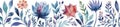 floral watercolor banner, divider in scandinavian style, panoramic watercolor pattern, panorama, AI generative design on subtle