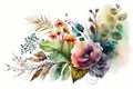 Floral watercolor clipart. artwork. Isolated on white background.