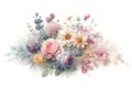 floral watercolor composition in pastel colors on a white background Royalty Free Stock Photo