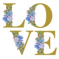 Floral watercolor LOVE word art