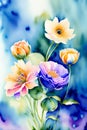 Floral watercolor painting. Spring flowers seasonal nature Royalty Free Stock Photo