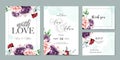 Floral watercolor wedding invitation template set Royalty Free Stock Photo