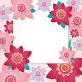 Floral wedding frame. Spring Paper cut flowers Invitation design template to March 8, Women`s Day, Mothers Day. Vector