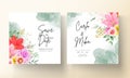 Floral wedding invitation with beautiful colorful flower watercolor