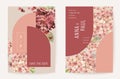 Floral wedding invitation botanical card, boho autumn hydrangea poster, frame set, modern minimal template