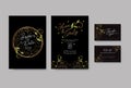 Floral wedding Invitation card black Royalty Free Stock Photo