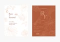 Floral wedding invitation card in orange shade banner