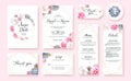 Floral Wedding Invitation card, save the date, thank you, rsvp, table label, menu, details, tage template. Vector. Pink and White Royalty Free Stock Photo