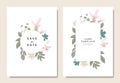 Floral wedding invitation card template design, bouquets of pink Curcuma alismatifolia, orchid, lily, Tropaeolum and leaves