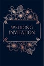 Floral wedding invitation dark rose golden elegant card template Royalty Free Stock Photo