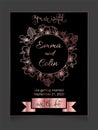 Floral wedding invitation dark rose golden elegant card template Royalty Free Stock Photo