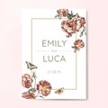 Floral wedding invitation mockup vector