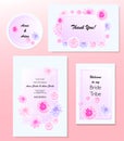 Floral Wedding Invitation, t rsvp, Save the Date, Bridal Shower, marriage day, cards template set, watercolor Royalty Free Stock Photo