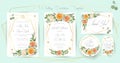 Floral Wedding Invitation, thank you, rsvp, Save the Date, Bridal Shower, marriage day, cards template set, watercolor Royalty Free Stock Photo