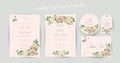Floral Wedding Invitation, thank you, rsvp, Save the Date, Bridal Shower, marriage day, cards template set, watercolor Royalty Free Stock Photo