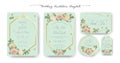 Floral Wedding Invitation, thank you, rsvp, Save the Date, Bridal Shower, marriage day, cards template set, watercolor