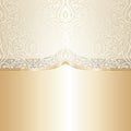 Floral wedding invitation wallpaper trend design in ecru & gold