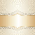 Floral wedding invitation wallpaper trend design in ecru & gold