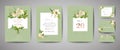 Floral wedding set of cards invitation, rsvp, thank you, reception, save the date, template design, trendy cover, graphic poster Royalty Free Stock Photo