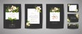 Floral wedding set of cards invitation, rsvp, thank you, reception, save the date, template design, trendy cover, graphic poster Royalty Free Stock Photo