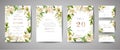 Floral wedding set of cards invitation, rsvp, thank you, reception, save the date, template design, trendy cover, graphic poster Royalty Free Stock Photo