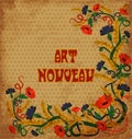 Floral wheaten banner in art nouveau style