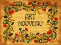 Floral wheaten wallpaper in art nouveau style