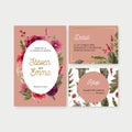 Floral wine wedding card design with rowan, rose watercolor illustration