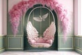 floral and winged swing decor, copy space Royalty Free Stock Photo