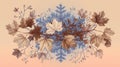 Winter Leaves Snowflake Art, Seasonal Change Design Royalty Free Stock Photo