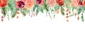 Floral winter seamless border illustration. Christmas Decoration Print Design Template Royalty Free Stock Photo