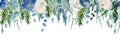 Floral winter seamless border illustration. Christmas Decoration Print Design Template Royalty Free Stock Photo