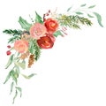 Floral winter wreath illustration. Christmas Decoration Print Design Template