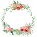 Floral winter wreath illustration. Christmas Decoration Print Design Template