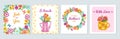 Floral woman cards. Love banner, womens day flowers bouquet flyers template. Birthday celebration creative invitation