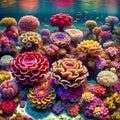 Floral Wonderland: AI Captured Coral Reef of Vibrant Flowers