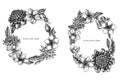 Floral Wreath of black and white plumeria, allamanda, clerodendrum, champak, etlingera, ixora