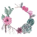 Floral wreath with branches and succulent