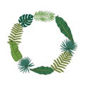 Floral wreath. Collection with tropical leafs in hand drawn sket Royalty Free Stock Photo