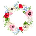 Floral wreath with colorful flowers. Vector illustration. Royalty Free Stock Photo