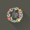 Floral wreath. Flat vector design with long shadow Royalty Free Stock Photo