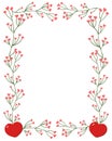 Floral wreath heart for Valentine's Day. Elegant floral illustration with beautiful flowers, leaves and hearts in Royalty Free Stock Photo